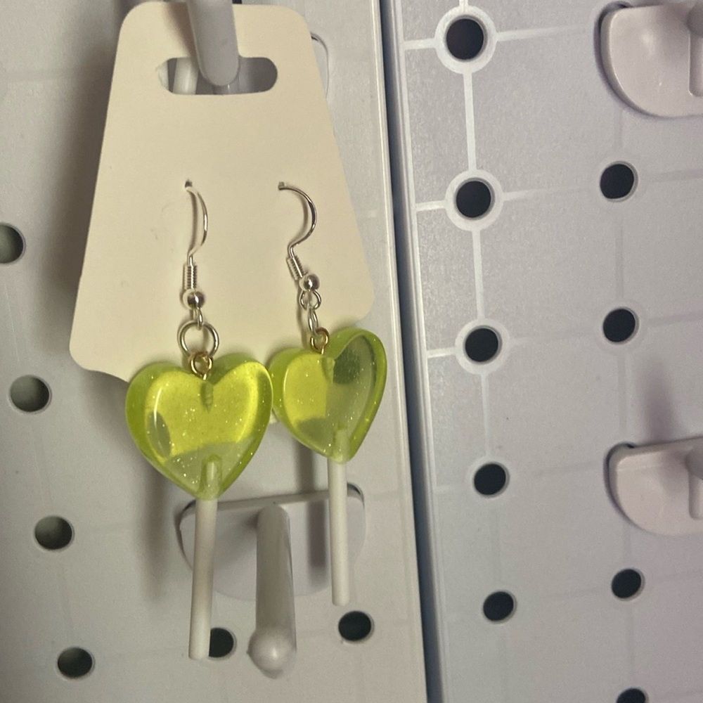 Green lolly pop earrings